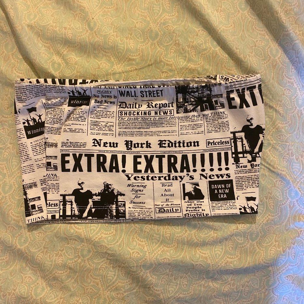 Forever 21-newspaper print crop top